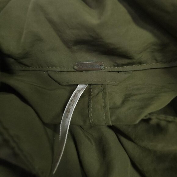 Free People Jacket Womens S - M Green Drawstring High Collar Zip Snap Boho Coat - Picture 7 of 12